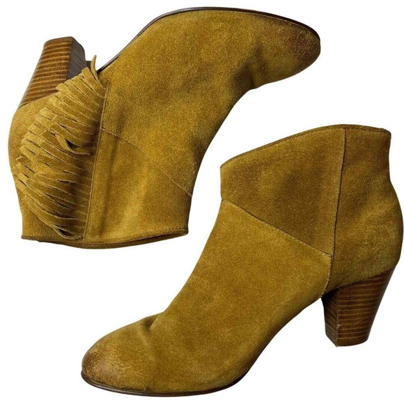 Maje Suede Tan Fringe Western Ankle Bootie Size 38 / 7.5 - Picture 8 of 12